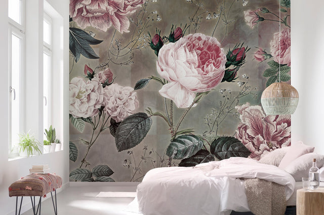 Everlasting Pink Floral Wall Mural with Bohemian Nature Motif - Komar X7-1075