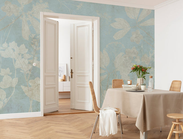 Jardin sur Papier Blue Chinoiserie Botanical Non-Woven Wall Mural - Komar X7-1087