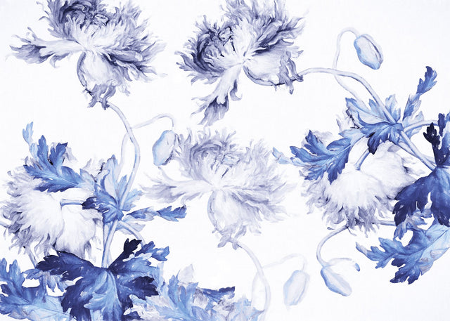 Blue Silhouettes Blue Floral Non-Woven Wall Mural - Komar X7-1093