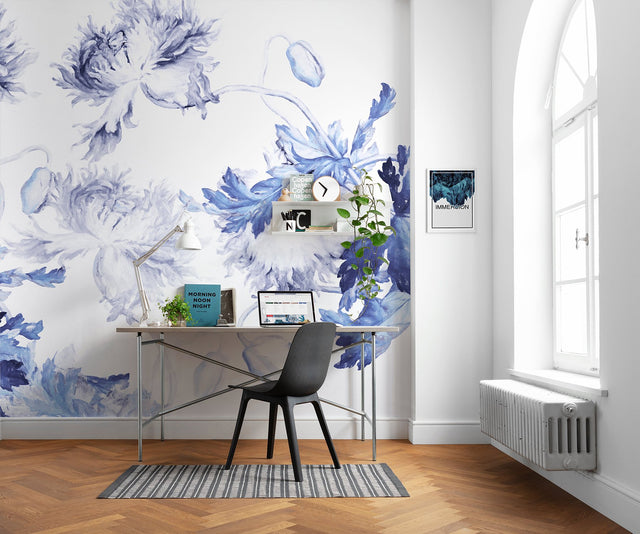 Blue Silhouettes Blue Floral Non-Woven Wall Mural - Komar X7-1093