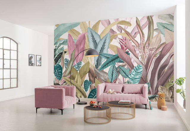 Mathilda Multicolor Tropical Leaves Non-Woven Wall Mural - Komar X7-1095