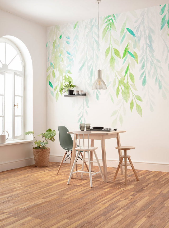 Summer Leaves Green Watercolor Botanical Wall Mural - Komar X7-1096