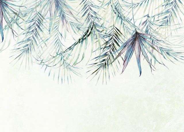 Palm Spring Blue Botanical Leaves Wall Mural - Komar X7-1097