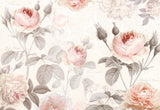 La Maison Pink Floral Wall Mural with Vintage Rose Motif - Komar XXL4-034