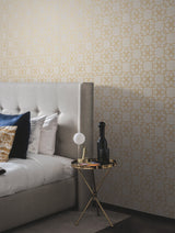 Serendipity Cream & Gold Metallic Geometric Wallpaper - York Y6200202