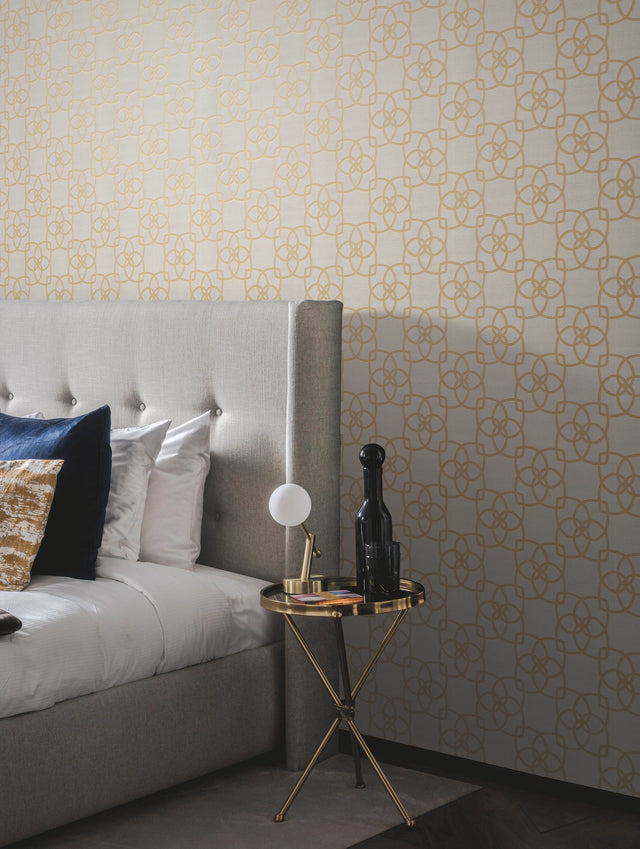 Serendipity Cream & Gold Metallic Geometric Wallpaper - York Y6200202