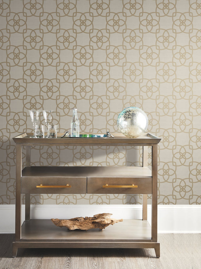 Serendipity Cream & Gold Metallic Geometric Wallpaper - York Y6200202