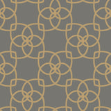 Serendipity Grey & Gold Metallic Geometric Wallpaper with Interlocking Petal Lattice - York Y6200204