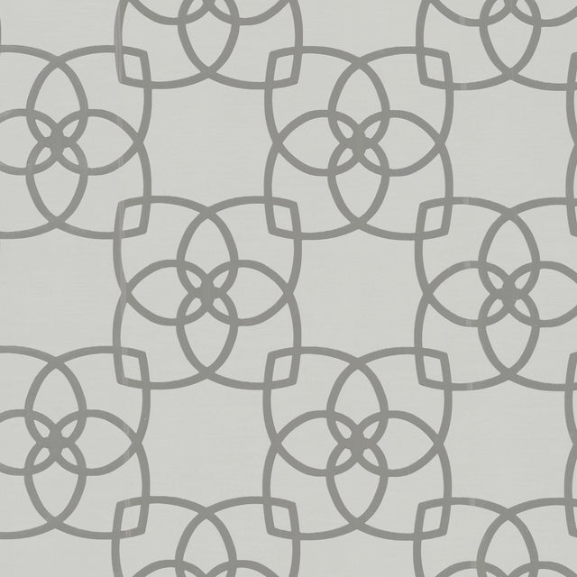 Serendipity Pale Grey Metallic Geometric Wallpaper with Interlocking Petal Lattice - York Y6200205