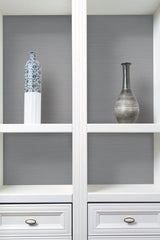 Shining Sisal Grey Metallic Faux Grasscloth Non Woven Wallpaper - York Y6200901
