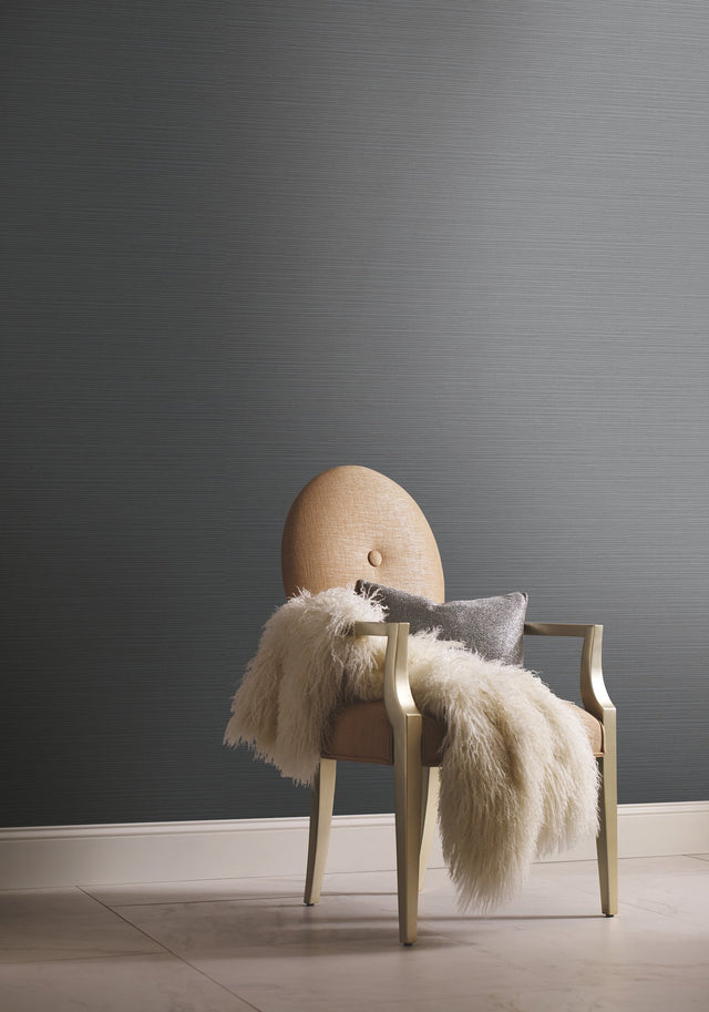Shining Sisal Grey Metallic Faux Grasscloth Non Woven Wallpaper - York Y6200901