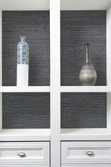 Shining Sisal Grasscloth Black Metallic Wallpaper - York Y6200903