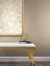 Shining Sisal Grasscloth Tan Metallic Wallpaper with Faux Grasscloth Texture - York Y6200906