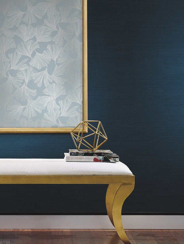 Shining Sisal Grasscloth Dark Blue Metallic Wallpaper Faux Grasscloth Non Woven - York Y6200907