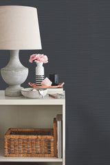 Shining Sisal Grasscloth Dark Blue Metallic Wallpaper Faux Grasscloth Non Woven - York Y6200907