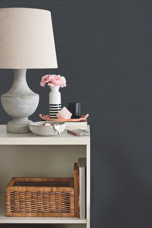 Shining Sisal Grasscloth Dark Blue Metallic Wallpaper Faux Grasscloth Non Woven - York Y6200907