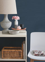 Shining Sisal Grasscloth Dark Blue Metallic Wallpaper Faux Grasscloth Non Woven - York Y6200907