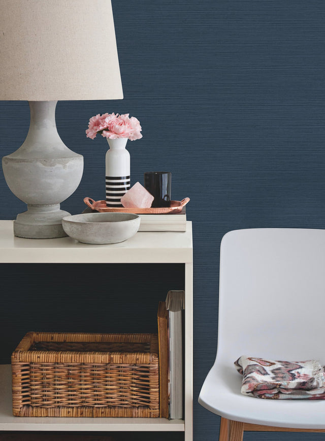 Shining Sisal Grasscloth Dark Blue Metallic Wallpaper Faux Grasscloth Non Woven - York Y6200907