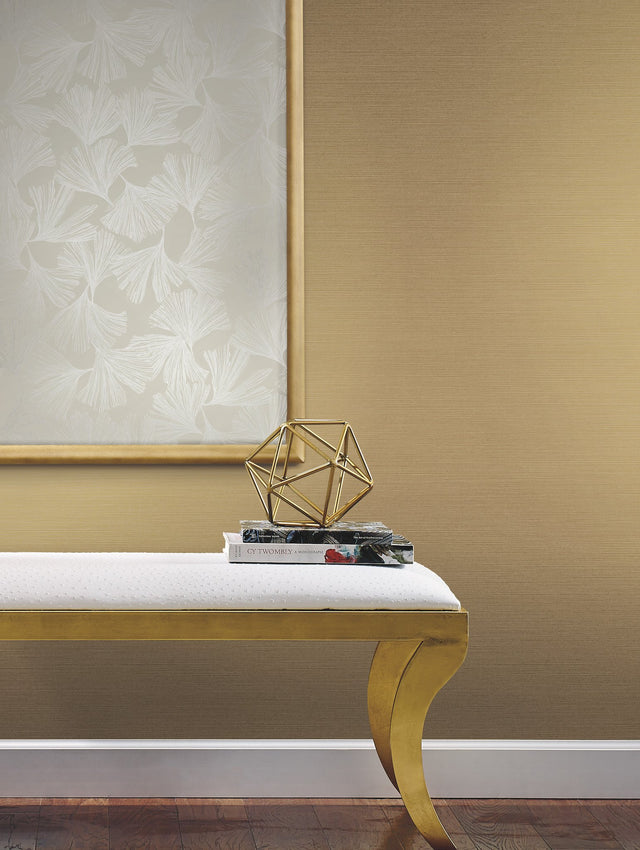 Shining Sisal Beige Metallic Faux Grasscloth Non Woven Wallpaper - York Y6200910