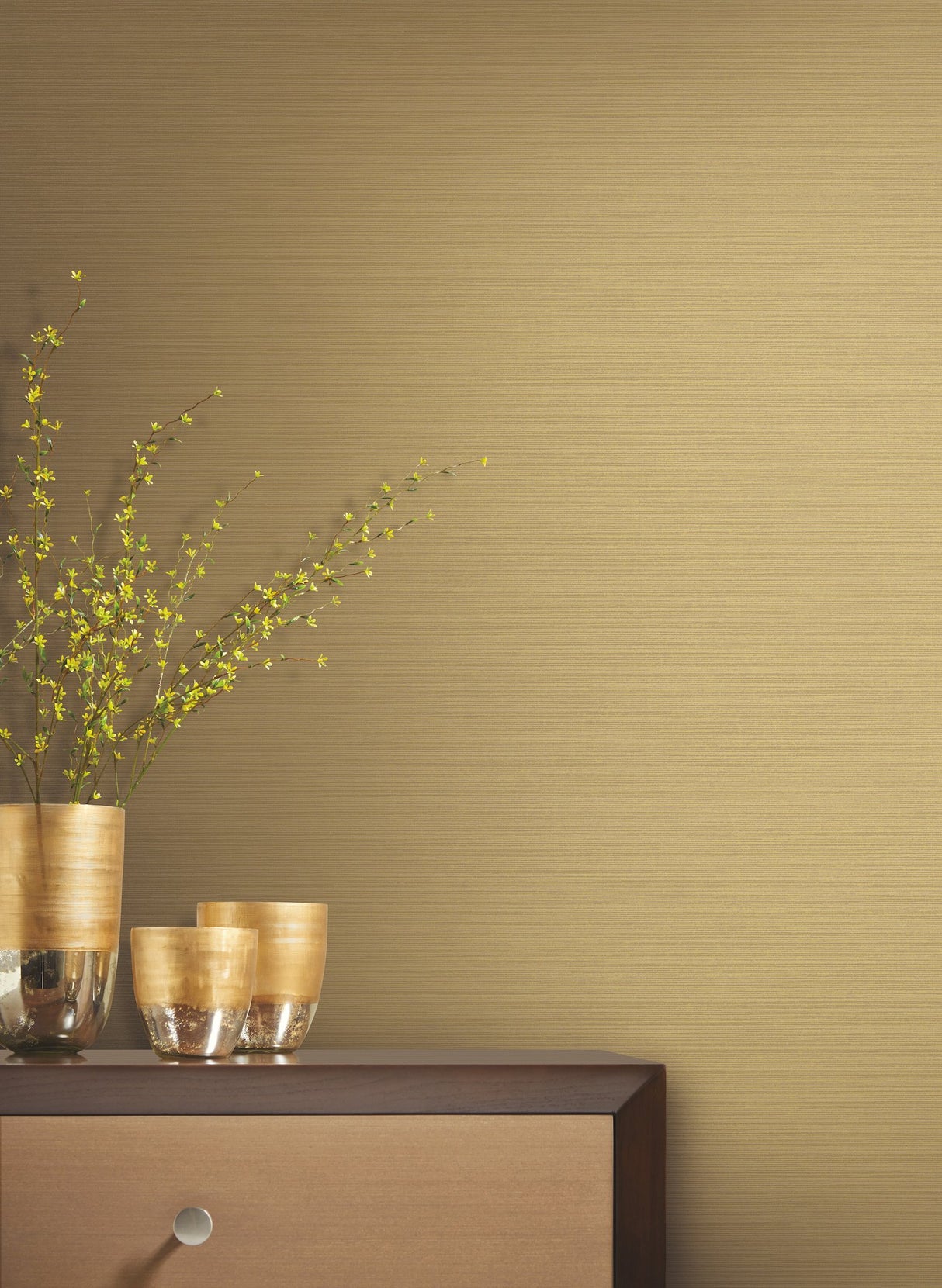 Shining Sisal Beige Metallic Faux Grasscloth Non Woven Wallpaper - York Y6200910