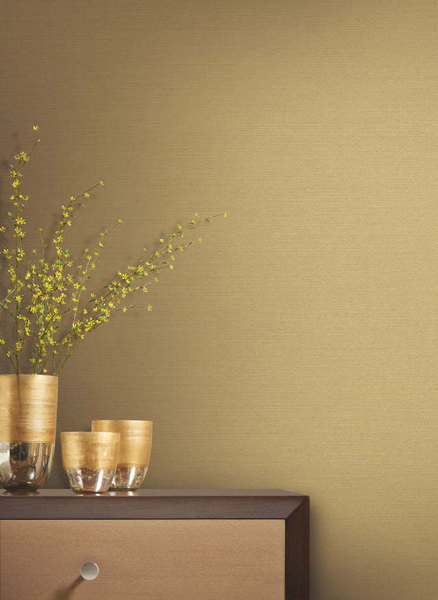Shining Sisal Beige Metallic Faux Grasscloth Non Woven Wallpaper - York Y6200910
