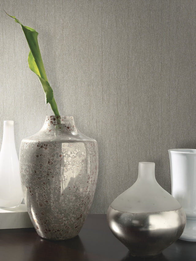 Natural Texture Silver & Brown Metallic Wallpaper with Textured Metallic Finish - York Y6201305