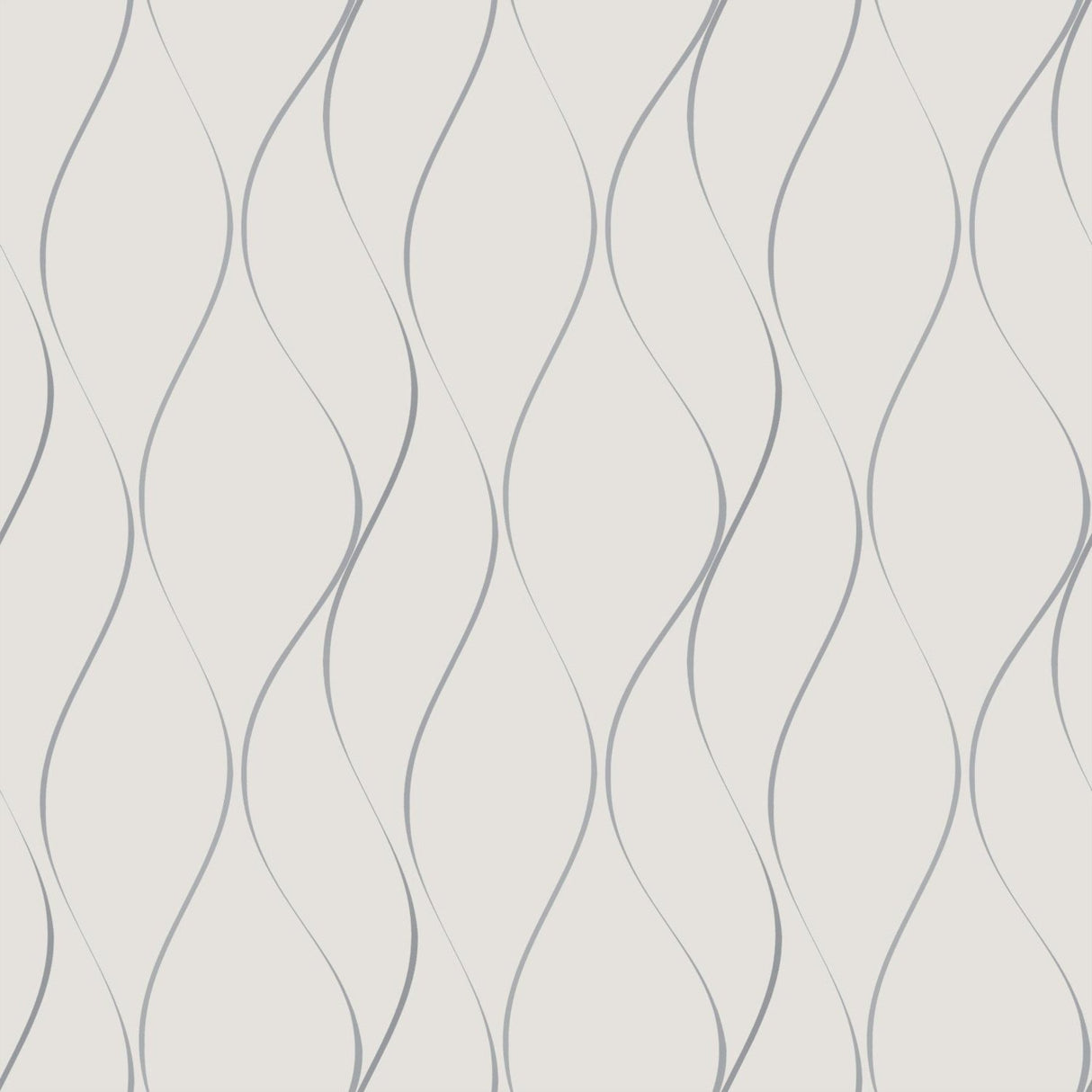 Wavy Stripe Off White & Silver Metallic Wallpaper with Metallic Wavy Stripe Pattern - York Y6201401