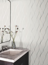 Wavy Stripe Off White & Silver Metallic Wallpaper with Metallic Wavy Stripe Pattern - York Y6201401