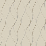 Wavy Stripe Beige Metallic Wallpaper with Stripes Pattern, Unpasted Non Woven - York Y6201404