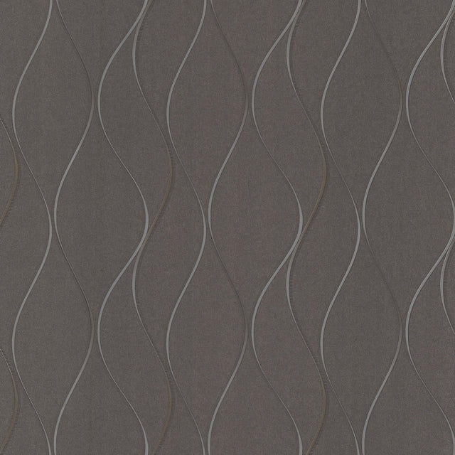 Wavy Stripe Black Metallic Wallpaper with Shimmering Wavy Stripe Pattern - York Y6201405