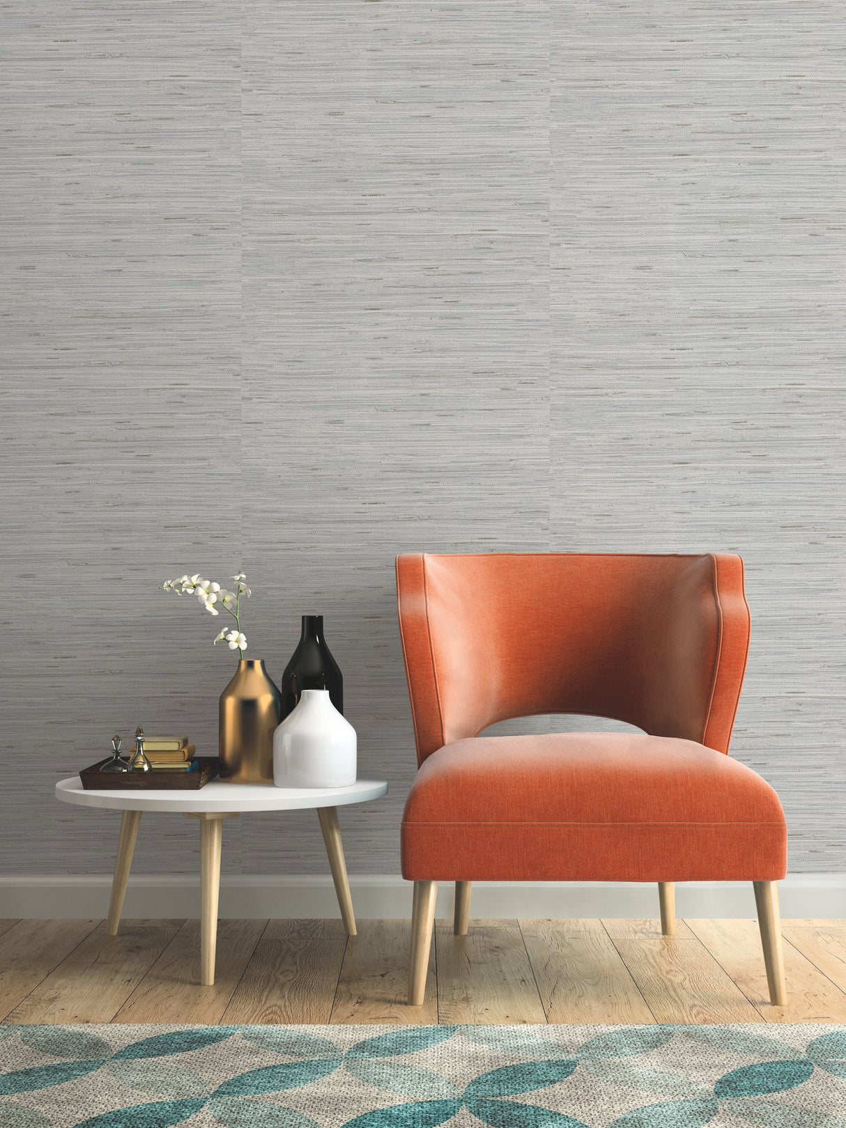 Lustrous Grasscloth Silver Wallpaper with Textured Faux Grasscloth Effect - York Y6201602