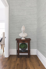 Lustrous Grasscloth Silver Wallpaper with Textured Faux Grasscloth Effect - York Y6201602