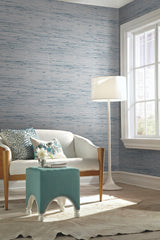 Lustrous Grasscloth Blue & Gold Faux Grasscloth Wallpaper - York Y6201603