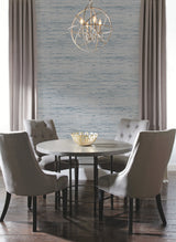 Lustrous Grasscloth Blue & Gold Faux Grasscloth Wallpaper - York Y6201603
