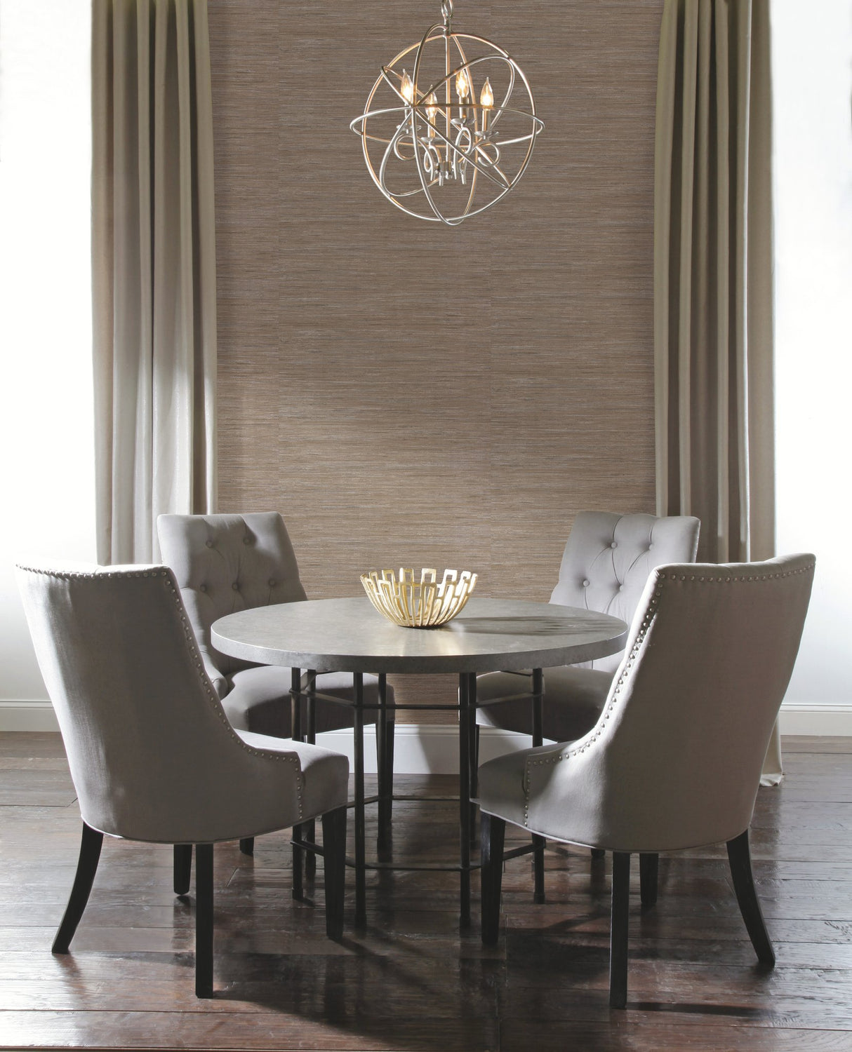 Lustrous Grasscloth Silver & Taupe Faux Grasscloth Wallpaper - York Y6201604