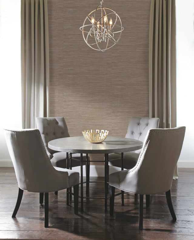 Lustrous Grasscloth Silver & Taupe Faux Grasscloth Wallpaper - York Y6201604
