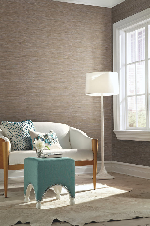 Lustrous Grasscloth Silver & Taupe Faux Grasscloth Wallpaper - York Y6201604