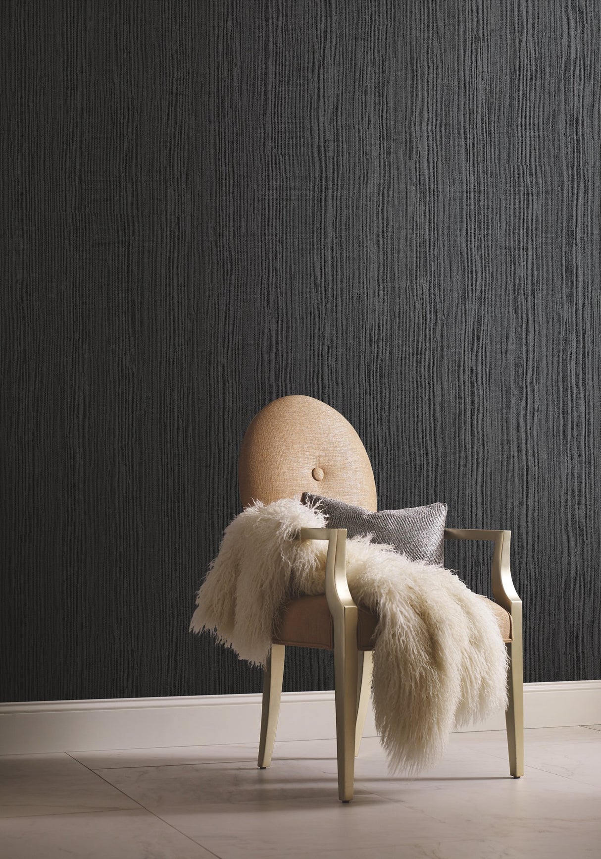 Seagrass Black & Silver Wallpaper with Faux Grasscloth Vertical Striation - York Y6201801