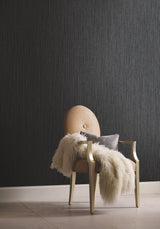 Seagrass Black & Silver Wallpaper with Faux Grasscloth Vertical Striation - York Y6201801