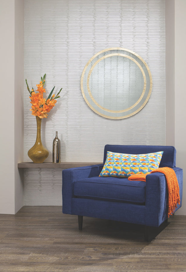 Split Level Metallic Silver Geometric Stripe Wallpaper - York Y6220301