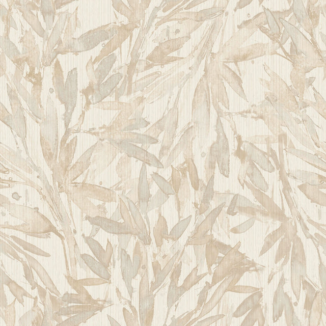 Rainforest Leaves Beige Wallpaper with Tropical Botanical Motif - York Y6230701