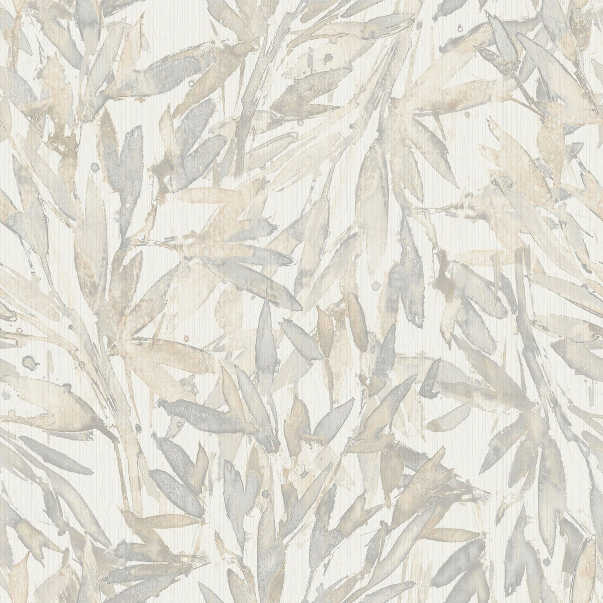 Rainforest Leaves Cream & Grey Wallpaper with Tropical Botanical Motif - York Y6230702