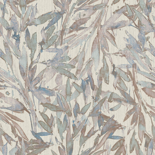 Rainforest Leaves Lavender & Blue Wallpaper with Tropical Botanical Motif - York Y6230703