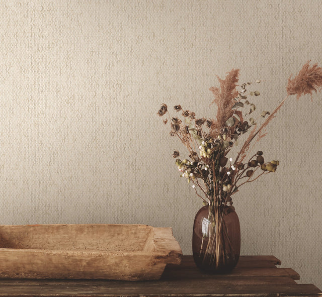 Stretched Hexagons Cream Wallpaper with Small Prints Glam Style - York Y6231101