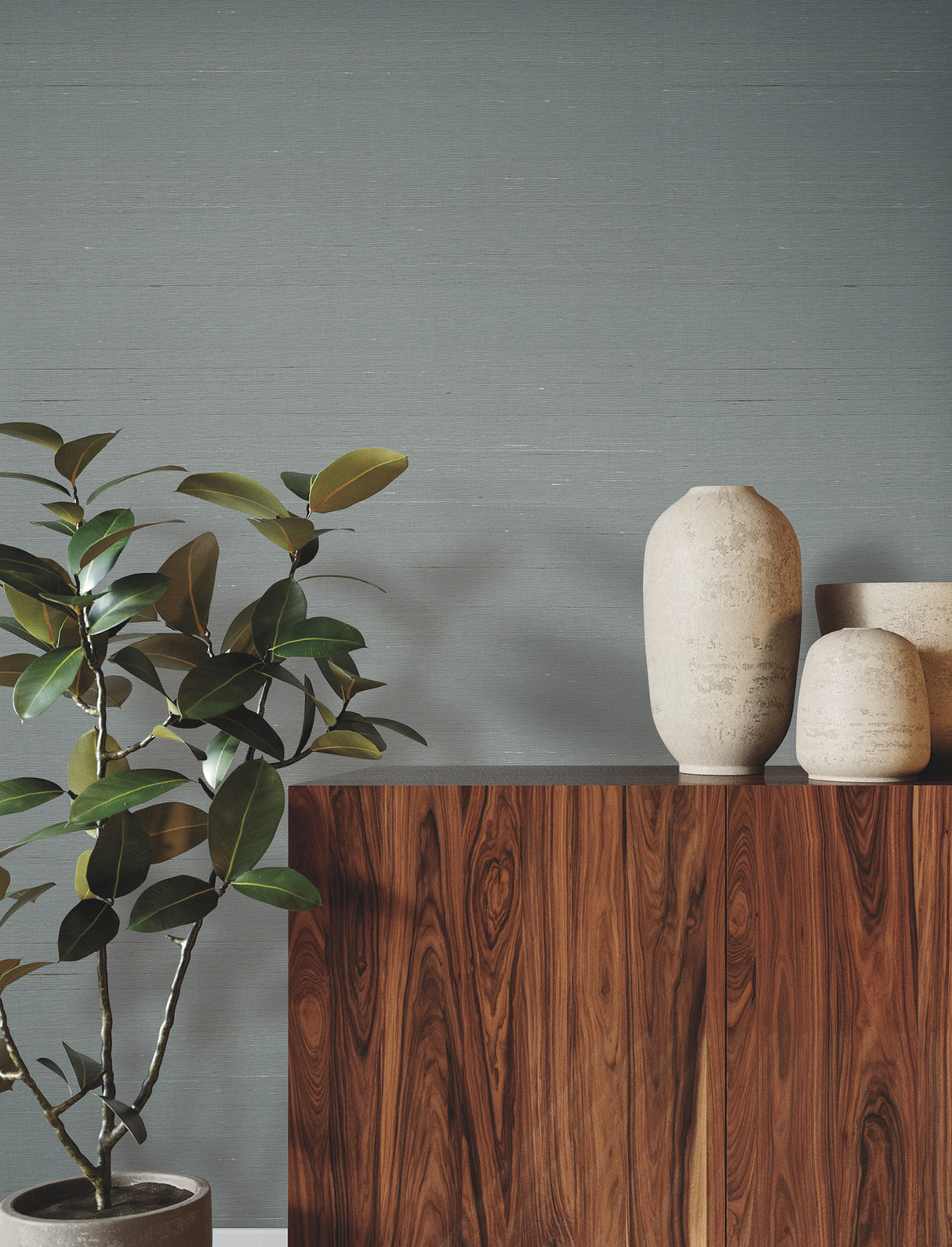 Silk Road Dusty Blue by Ronald Redding Silk Weave Wallpaper – York Designer Series YGL7003
