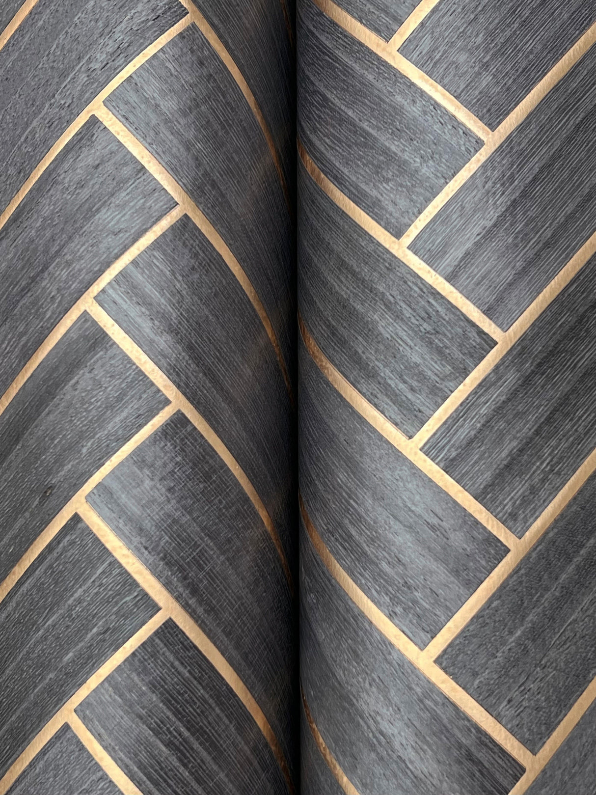 Herringbone Wood Veneer Graphite by Ronald Redding Wood Veneer Wallpaper – York Designer Series YGL7074