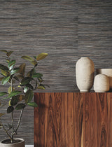 Shimmering Hemp Black / Silver by Ronald Redding Hemp Grasscloth Wallpaper – York Designer Series YGL7077