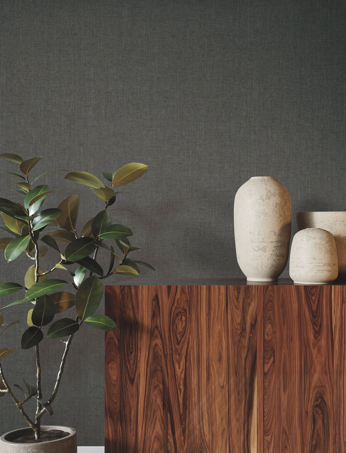 Check Paperweave Graphite by Ronald Redding Grasscloth Wallpaper – York Designer Series YGL7078