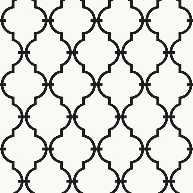 Modern Trellis Black Wallpaper with Geometric Lattice Pattern, Prepasted Sure Strip - York YS9100