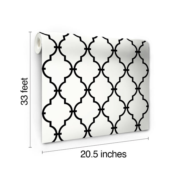 Modern Trellis Black Wallpaper with Geometric Lattice Pattern, Prepasted Sure Strip - York YS9100